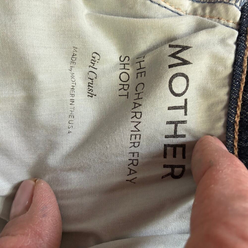MOTHER The Charmer Fray Short Denim Cutoff Shorts Women 27 Dark Wash Raw Hem - Picture 6 of 11
